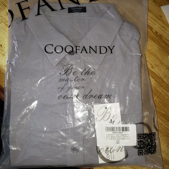 COOFANDY Men's Regular-Fit Short-Sleeve Cotton Linen Shirt Casual Button-Down - Picture 11 of 12